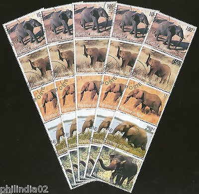 Niger 1998 Elephant Animals Wild Life Mammals Fauna Setenant Cancelled x5 # 6032