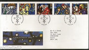 Great Britain 1992 Christmas Festival Stained glass windows 5v FDC # F48