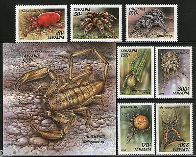 Tanzania 1994 Arachnids Reptiles Insect 7V+ M/S COMPLETE SET MNH # 5093