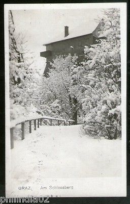 Austria 1913 Graz Castle at Winter Snow View Picture Post Card to France # 148