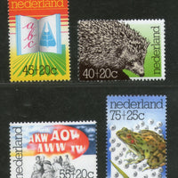 Netherlands 1976 Hedgehog Green Frog Wildlife Animal Sc B517-20 MNH # 2045