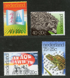 Netherlands 1976 Hedgehog Green Frog Wildlife Animal Sc B517-20 MNH # 2045