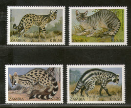 Zambie 1990 Petits félins carnivores Faune animale sauvage Sc 519-22 MNH # 207