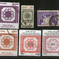India Fiscal 6 Different Central Recruitment Fee Stamp Used Set # 2130