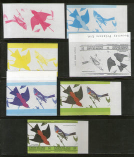 Union Island 1985 Oiseaux Progressive Proof Imperf Setenant Set MNH # 2194