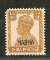 India Nabha State 1An 3ps KG VI Postage Stamp SG 109 / Sc 104 MNH # 240
