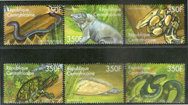 Central African Rep. 2001 Snakes Tortoise Reptiles Amphibians 6v Sc 1395 MNH # 2419