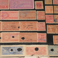 India Fiscal 94 Different Cochin Travancore Kerala State Court Fee & Revenue Stamps Diff Perforation Shade