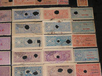 Inde Fiscale 94 Différents Timbres fiscaux et de taxes de l'État de Cochin, Travancore et Kerala Diff Perforation Shade