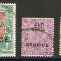 India Jind State 3 Different KG V Postage & Service Used Stamps # 2445