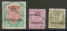 Inde, État de Jind, 3 timbres-poste et de service différents de la catégorie KG V, n° 2445