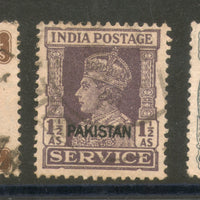 India 3 Different KGVI O/P Pakistan Used Stamps # 2446