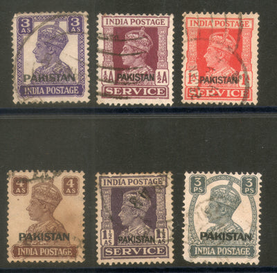 India 6 Different KGVI O/P Pakistan Used Stamps # 2462