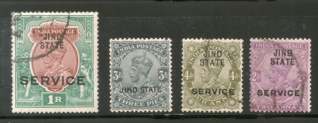 India Jind State 4 Different KG V Postage & Service Used Stamps # 2466