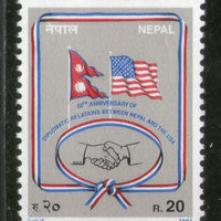 Nepal 1997 Diplomatic Relations Between US Hand Shake Flags Sc 613 MNH # 2473