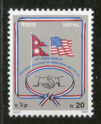 Nepal 1997 Diplomatic Relations Between US Hand Shake Flags Sc 613 MNH # 2473