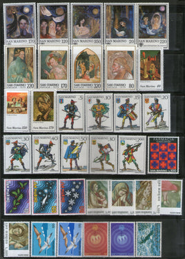 San Marino Collection of 71 Diff Stamps on Paintings Coins Birds All MNH # 2524