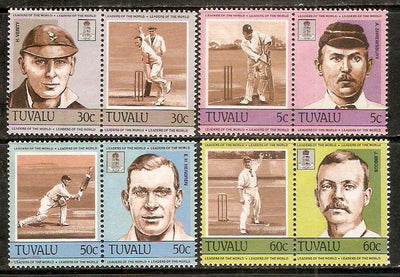 Tuvalu 1985 Famous Cricket Players Se-tenant Sports 8v MNH # 2525