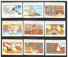 Grenada Grenadines 1987 Walt Disney Animation Film Dumbo 9v MNH Complete Set # 2715