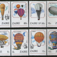 Zaire 1984 Balloon Manned Flight Aviation Zeppelin Sc 1460-67 8v MNH # 273