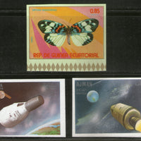 3 Diff. Butterfly Space Shuttle Imperf Stamps MNH # 2844