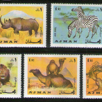 Ajman 1973 Lion Elephant Bear Zebra Zoo Animals Wildlife 5v MNH # 303