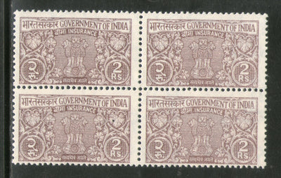 India Fiscal Rs.2  Insurance Revenue Stamp BLK/4 MNH # 3071B