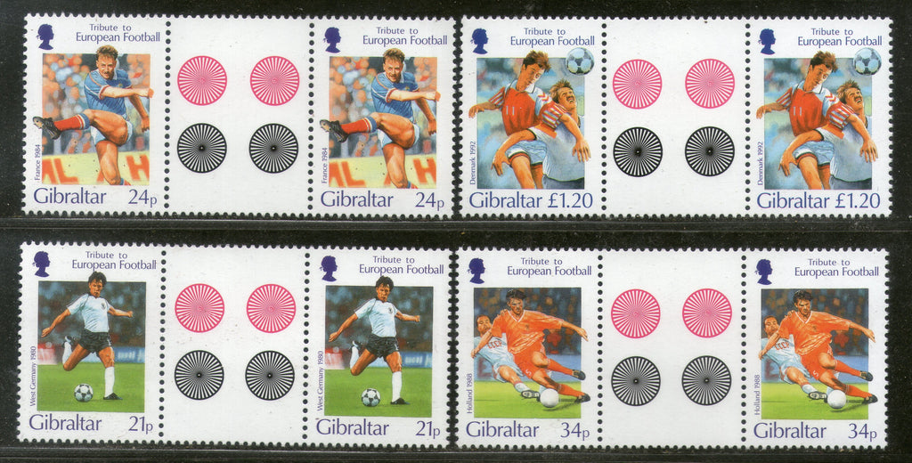 Gibraltar 1996 Football Teams Germany France Holland Sports Sc 707-10 Gutter MNH # 3293
