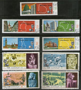 Yemen 9 Diff. World Football Championship Jules Rimet Cup Tower Clock Goddess Cancelled Stamps # 335