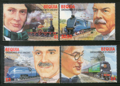 St. Vincent Bequia 1985 Railway Engineers Train Locomotive Sc 237-40 MNH # 3370
