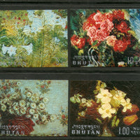 Bhutan 1970 Flowers Painting by Van Gogh Renoir Art on Thick Card 8 diff. MNH # 3454