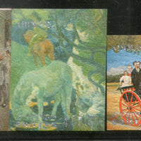 Bhutan 1972 Gauguin Monet Redon Van Gogh Renoir Paintings on Thick Card Sc 144c,e,f MNH # 347