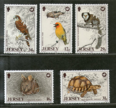 Jersey 1988 Eagal Tortoise Birds Reptiles Wildlife Animals Sc 456-60 MNH # 3605