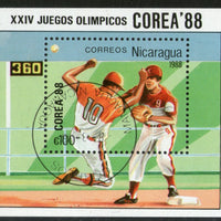 Nicaragua 1988 Seoul Olympic Games Baseball Sport M/s Sc 1692 Cancelled # 361