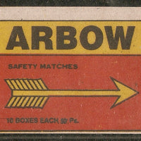 India ARBOW ARROW Archery Match Box Packet Label Large Size # 3621 - Phil India Stamps