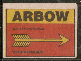India ARBOW ARROW Archery Match Box Packet Label Large Size # 3621 - Phil India Stamps