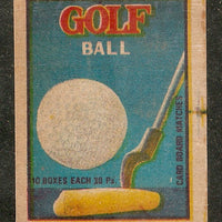 India Golf Ball & Stick Sport Match Box Packet Label Large Size # 3623 - Phil India Stamps