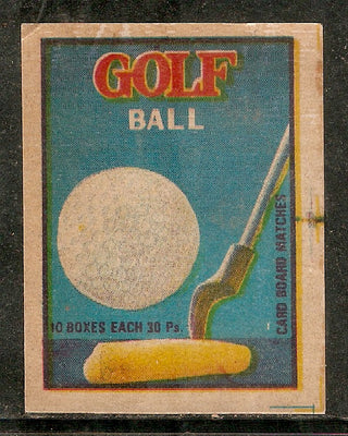 India Golf Ball & Stick Sport Match Box Packet Label Large Size # 3623 - Phil India Stamps