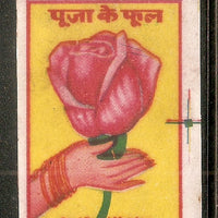 India Red Rose Hand Flower Match Box Packet Label Large Size # 3625 - Phil India Stamps