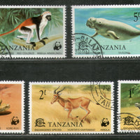Tanzania 1977 WWF Reptiles Wildlife Animals Crocodile Monkey Deer Sc 82-86 Cancelled # 362