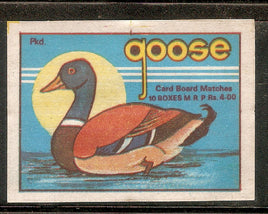 India Goose Water Bird Duck Match Box Packet Label Large Size # 3633 - Phil India Stamps