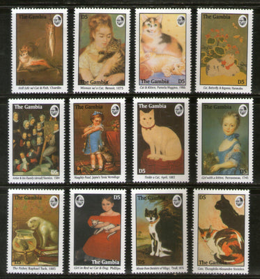 Gambia 1994 Paintings of Cats Animals Sc 1539 12v MNH # 382
