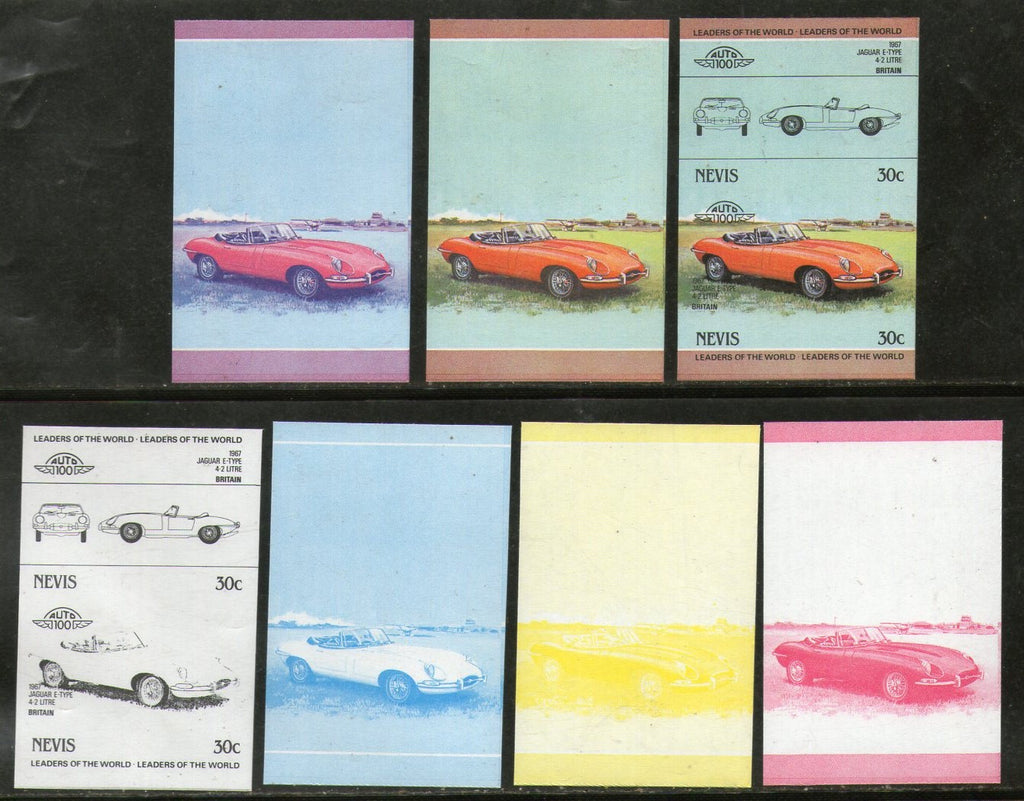 Nevis 1984 Jaguar E-Type British Car Automobile Sc 295 Progressive Proof Set MNH # 3840
