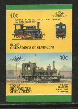 St. Vincent Gr. Bequia 1987 KBSt.B 1880 Germany Locomotive Sc 14 Imperf MNH # 3885