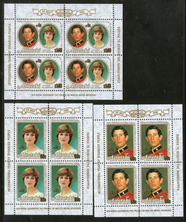 Aitutaki 1981 Lady Diana & Charls Royal Wedding Sc B35-7 MNH Surcharged Sheetlet # 3950