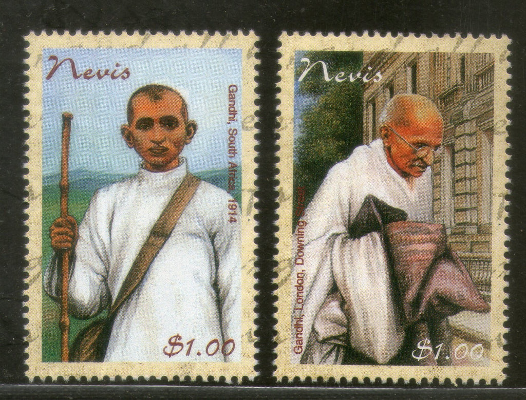 Nevis 1998 Mahatma Gandhi of India Sc 1097-98 2v MNH Set # 415