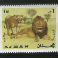 Ajman 1973 Lion Zoo Animals Wildlife 1v MNH # 43
