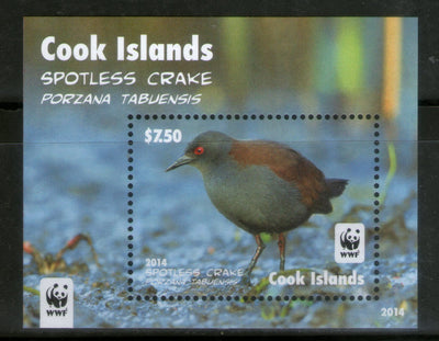 Cook Islands 2014 WWF Spotless Crake Birds Wildlife Animal Sc 1524 M/s MNH # 443