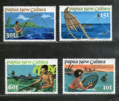 Papua New Guinea 1981 Fish Net Fishing Methods Sc 545-48 MNH # 445