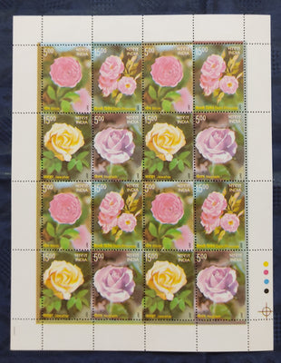 India 2007 Fragrance of Rose Flower Phila -2249 BLK/4 Sheetlet MNH